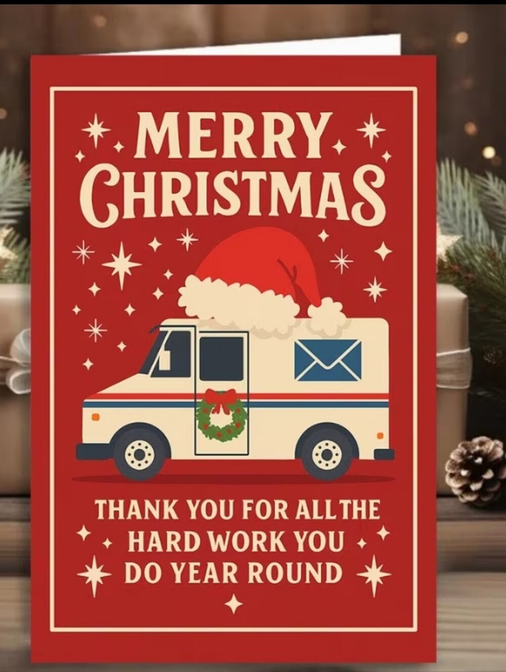 Merry Christmas Mail Carrier Thank You Card